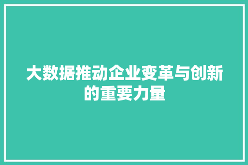 大数据推动企业变革与创新的重要力量
