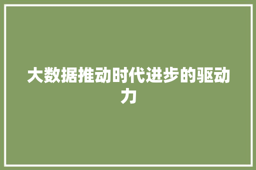 大数据推动时代进步的驱动力