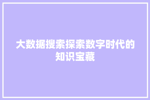 大数据搜索探索数字时代的知识宝藏