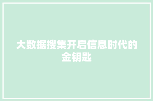 大数据搜集开启信息时代的金钥匙