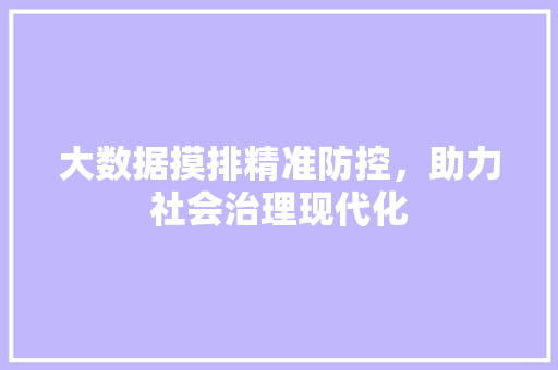 大数据摸排精准防控，助力社会治理现代化