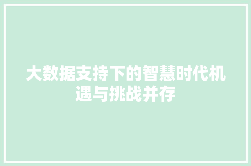 大数据支持下的智慧时代机遇与挑战并存