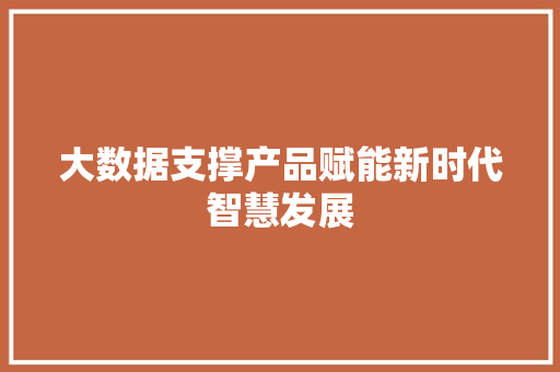 大数据支撑产品赋能新时代智慧发展