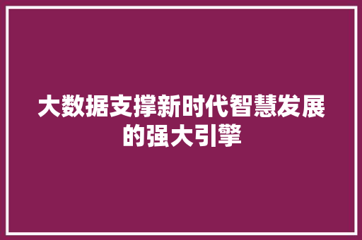 大数据支撑新时代智慧发展的强大引擎