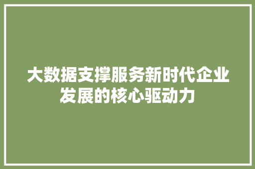 大数据支撑服务新时代企业发展的核心驱动力
