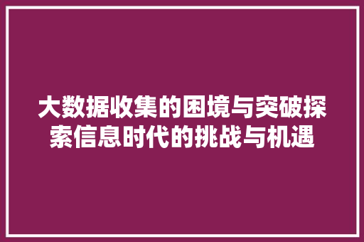 大数据收集的困境与突破探索信息时代的挑战与机遇