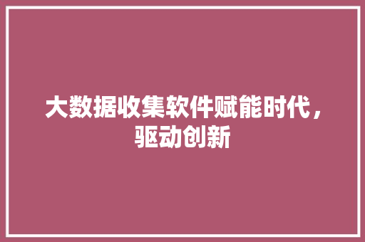 大数据收集软件赋能时代，驱动创新