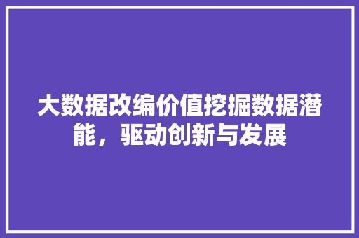 大数据改编价值挖掘数据潜能，驱动创新与发展