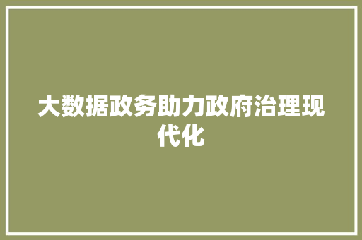 大数据政务助力政府治理现代化