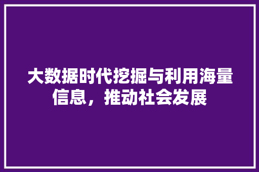 大数据时代挖掘与利用海量信息，推动社会发展