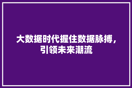 大数据时代握住数据脉搏，引领未来潮流