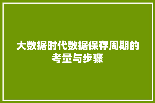 大数据时代数据保存周期的考量与步骤