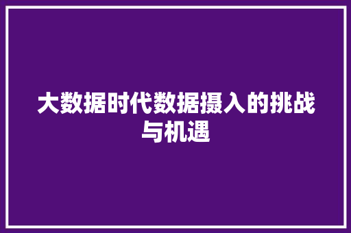大数据时代数据摄入的挑战与机遇