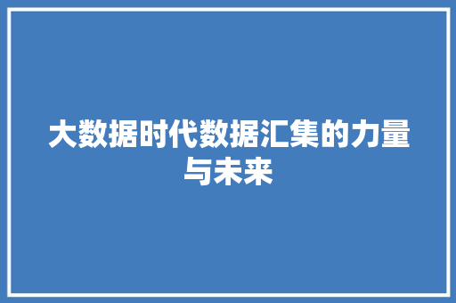 大数据时代数据汇集的力量与未来