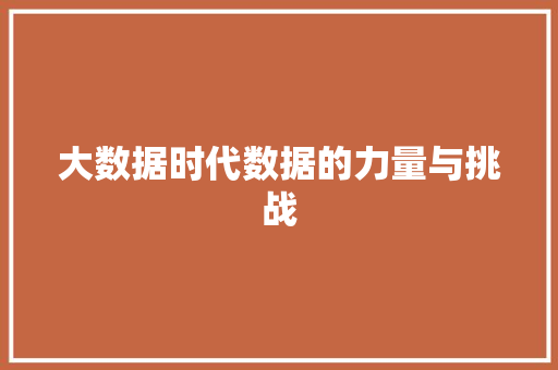 大数据时代数据的力量与挑战