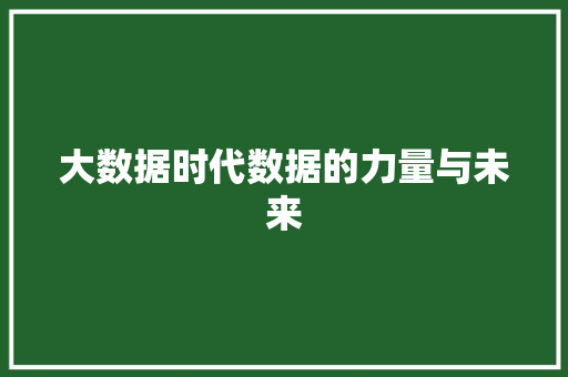 大数据时代数据的力量与未来