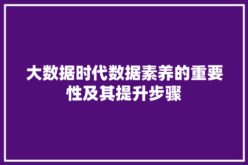 大数据时代数据素养的重要性及其提升步骤