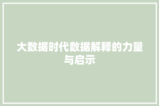 大数据时代数据解释的力量与启示