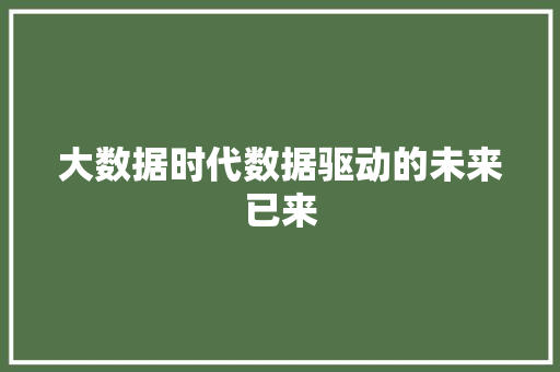 大数据时代数据驱动的未来已来