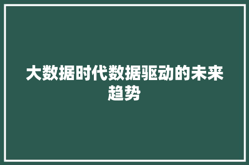 大数据时代数据驱动的未来趋势