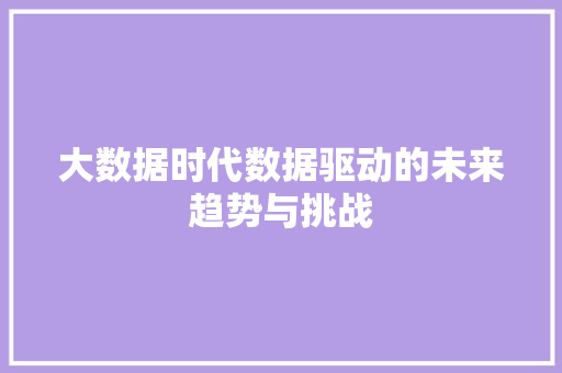 大数据时代数据驱动的未来趋势与挑战