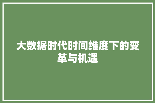 大数据时代时间维度下的变革与机遇