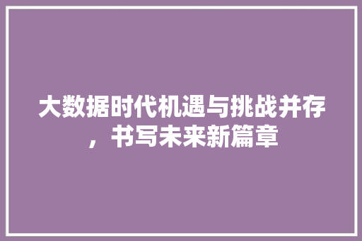 大数据时代机遇与挑战并存，书写未来新篇章