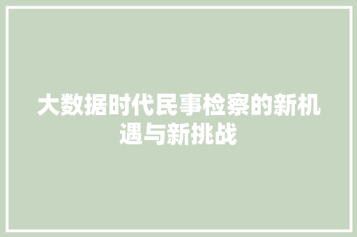 大数据时代民事检察的新机遇与新挑战