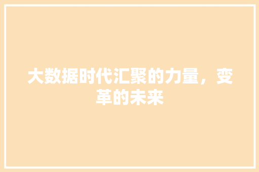 大数据时代汇聚的力量，变革的未来