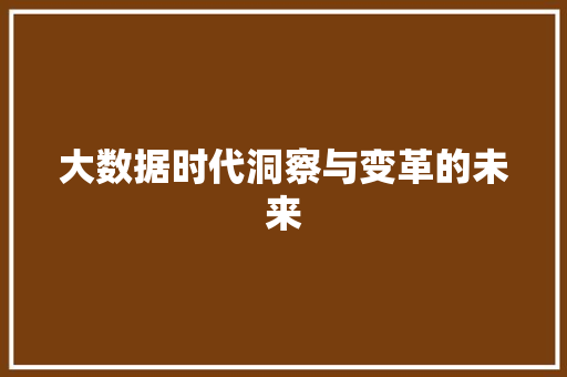 大数据时代洞察与变革的未来