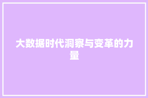 大数据时代洞察与变革的力量