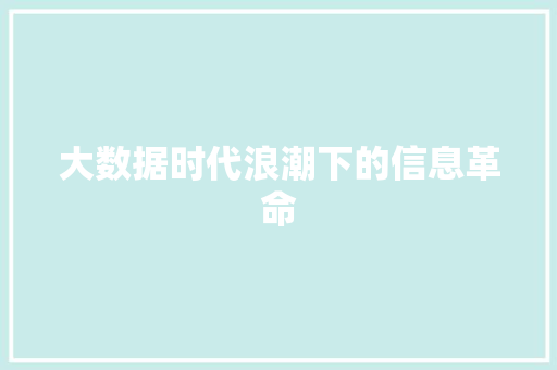 大数据时代浪潮下的信息革命