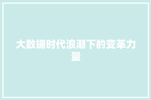 大数据时代浪潮下的变革力量