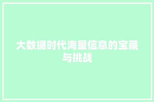 大数据时代海量信息的宝藏与挑战