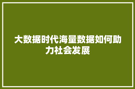 大数据时代海量数据如何助力社会发展