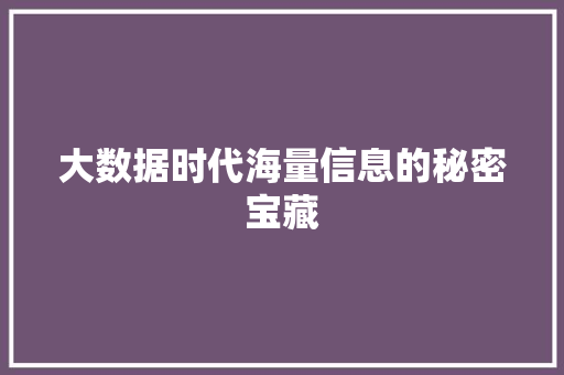 大数据时代海量信息的秘密宝藏