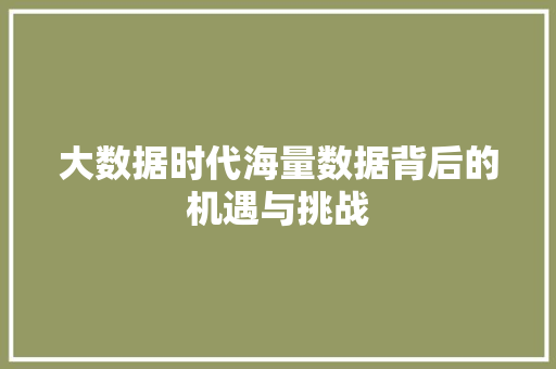 大数据时代海量数据背后的机遇与挑战