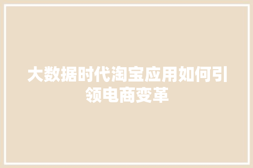 大数据时代淘宝应用如何引领电商变革