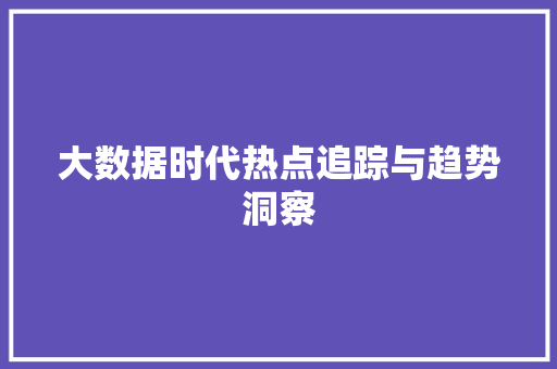 大数据时代热点追踪与趋势洞察