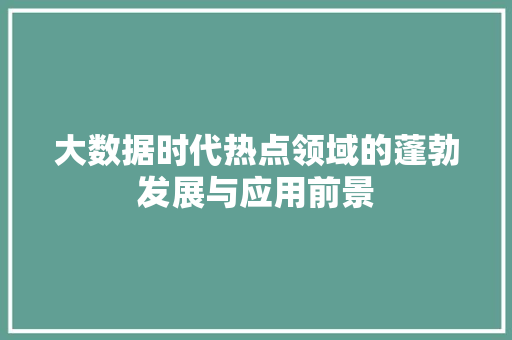 大数据时代热点领域的蓬勃发展与应用前景
