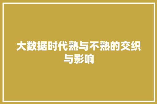大数据时代熟与不熟的交织与影响