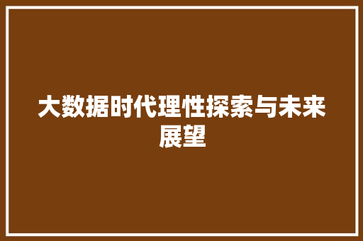 大数据时代理性探索与未来展望