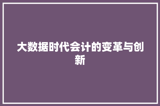 大数据时代会计的变革与创新