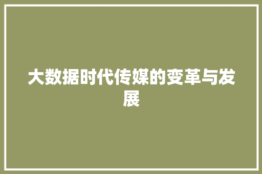 大数据时代传媒的变革与发展
