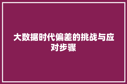 大数据时代偏差的挑战与应对步骤
