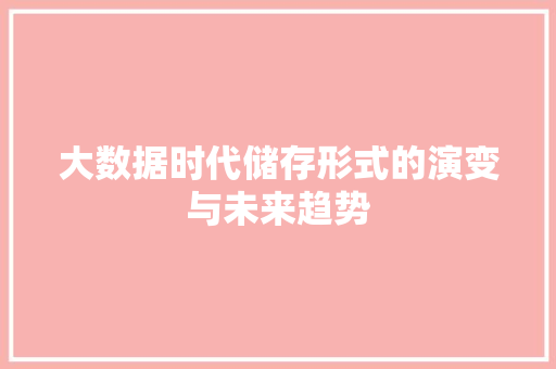 大数据时代储存形式的演变与未来趋势