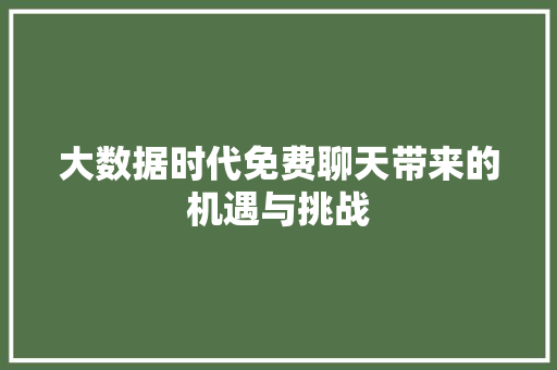 大数据时代免费聊天带来的机遇与挑战
