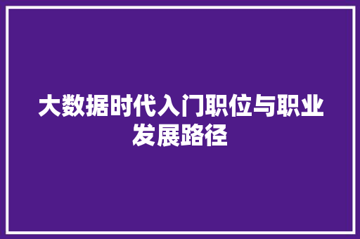 大数据时代入门职位与职业发展路径