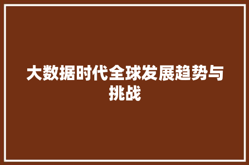 大数据时代全球发展趋势与挑战
