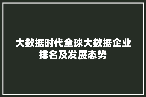 大数据时代全球大数据企业排名及发展态势